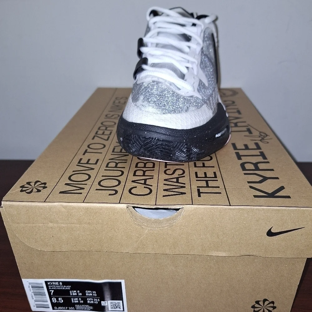 Nike Kyrie 8 White/White-Black. They're new with the box with no flaws.